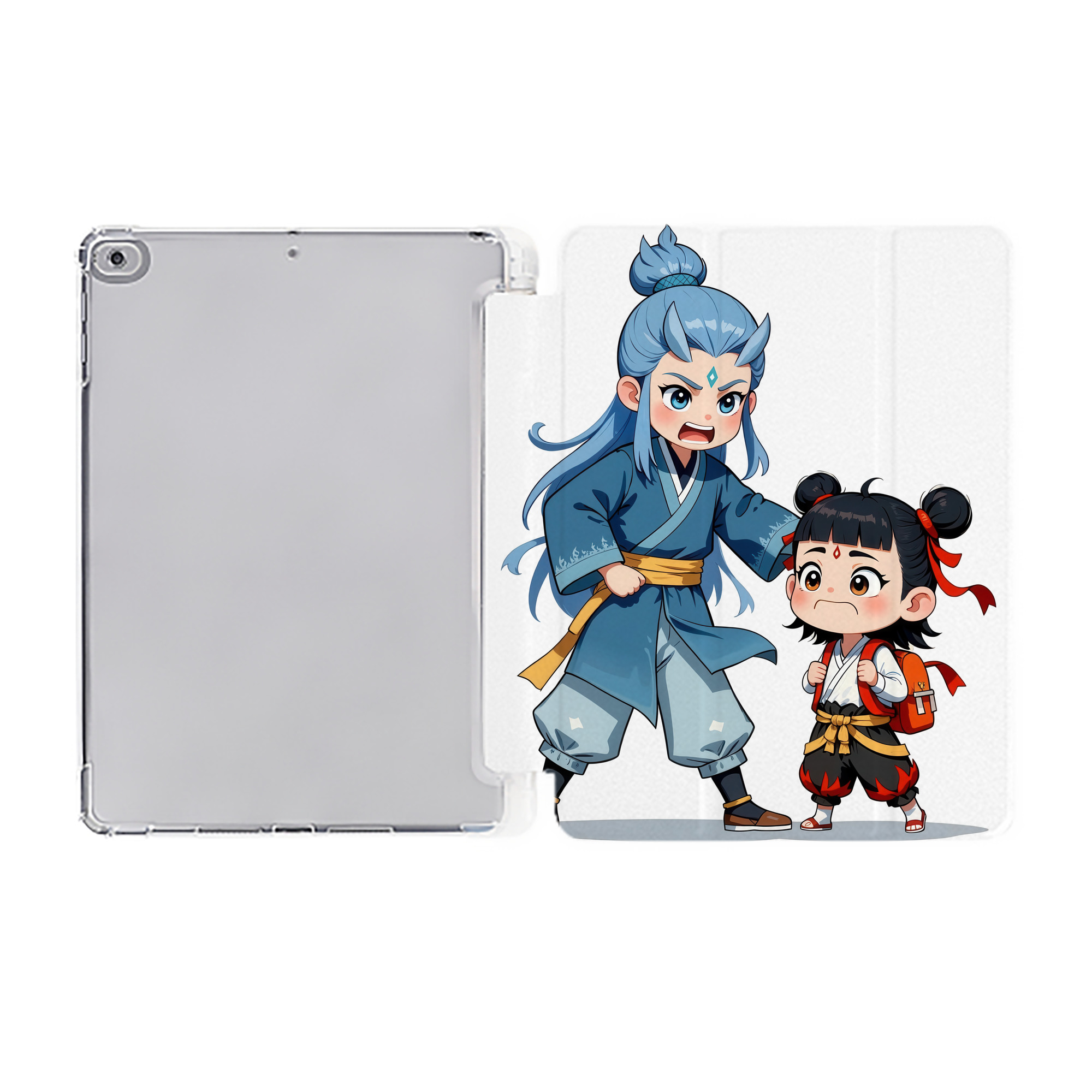 （画像用） Ne Zha 2 ナタ 魔童の大暴れ IPad ケース ペン収納付き 三つ折りスタンド PUレザー×シリコン 対応機種9.5/10.5/10.9インチ
